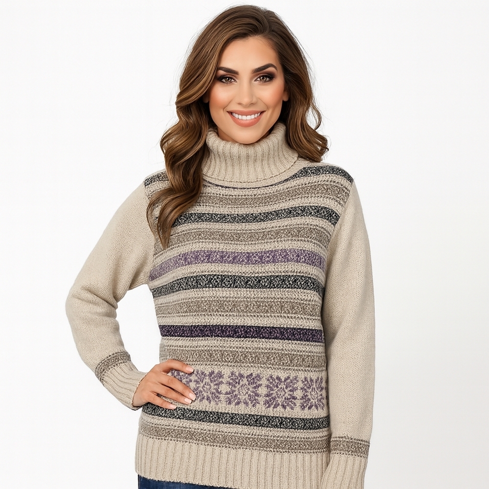 Jillian Jones Vintage UK Merino Wool Fair Isle Turtleneck Sweater